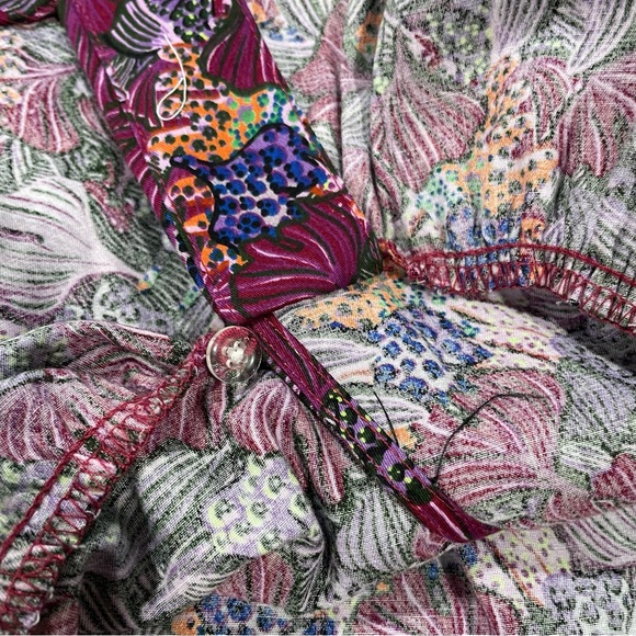 Kika Vargas - puffed sleeve wrap top. 100% cotton peplum peasant top xs - Picture 11 of 12